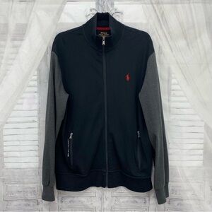 Polo Ralph Lauren Mens Size Large Black Red PERFORMANCE Warm Up Jacket Full Zip